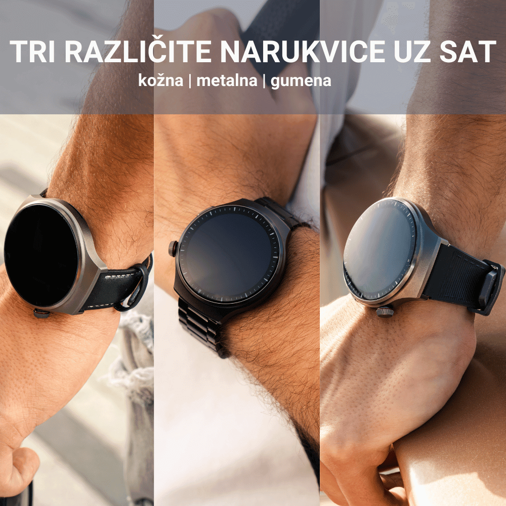 pametni sat tech hw6 crni tri narukvice